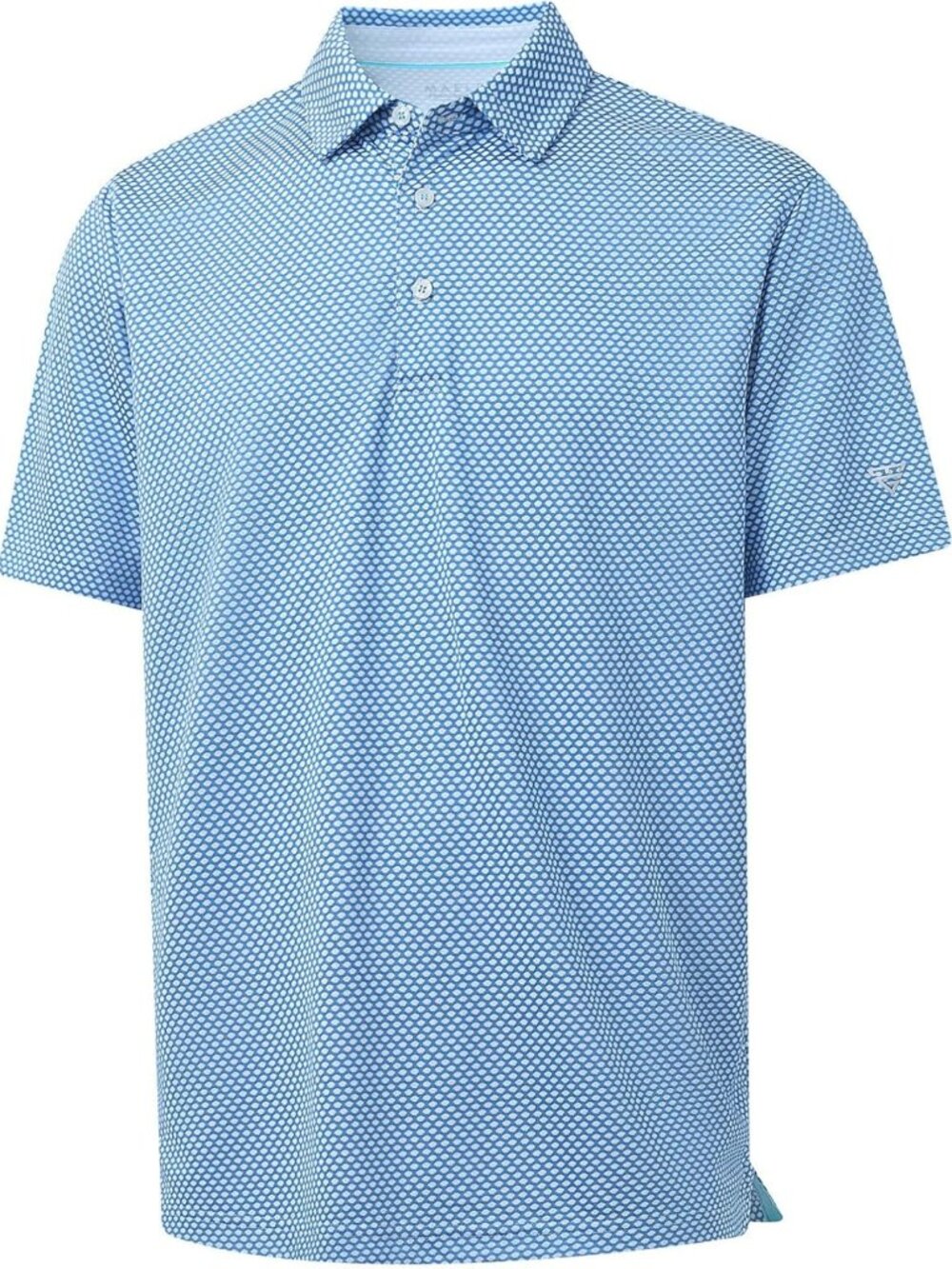 Mens Light Blue/White Moisture Wicking Jacquard Polo Shirt Breathable Dry Fit